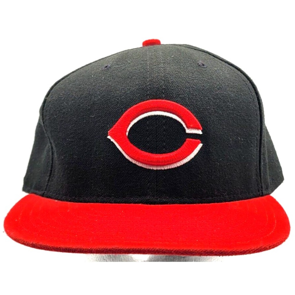 CINCINNATI REDS HAT CAP FITTED NEW ERA 59FIFTY BLACK RED MLB BASEBALL MEN 8